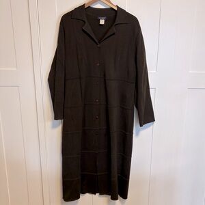 VTG 90s Clorinda Italy Duster Cardigan Chocolate Brown Merino Wool Blend